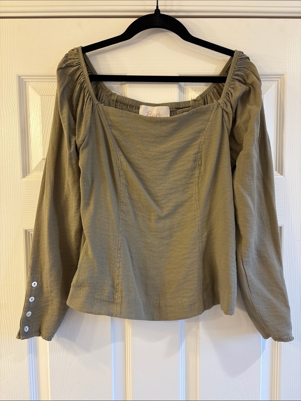 Blush boutique Olive Peasant Long-Sleeve Top